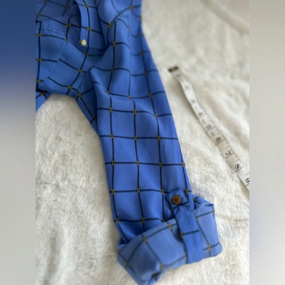 Michael Kors Blue Grid Pattern Top #tometogirl Fmedtersnean #summer
